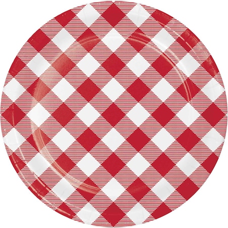 Creative Converting Red and White Gingham Dessert Plates, 7", 96PK 349598
